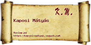 Kaposi Mátyás névjegykártya